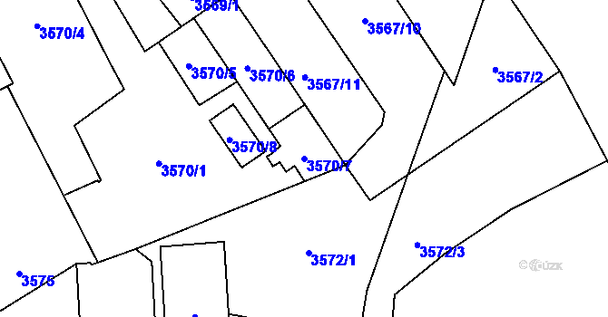 Parcela st. 3570/7 v KÚ Libeň, Katastrální mapa
