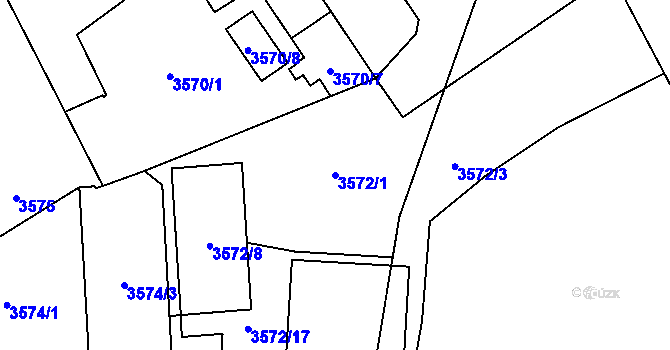Parcela st. 3572/1 v KÚ Libeň, Katastrální mapa