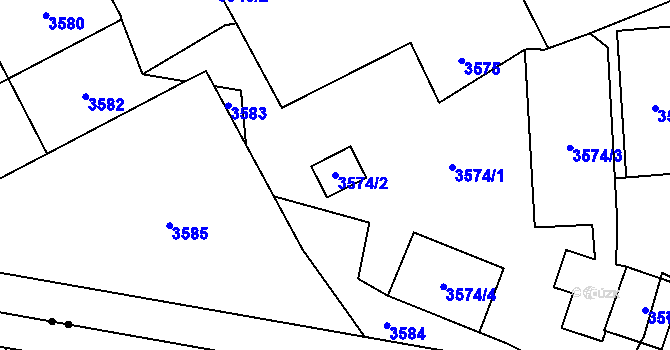 Parcela st. 3574/2 v KÚ Libeň, Katastrální mapa