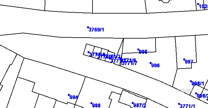 Parcela st. 3771/2 v KÚ Libeň, Katastrální mapa