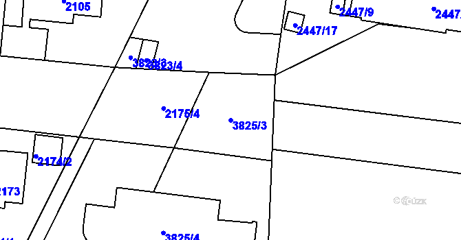 Parcela st. 3825/3 v KÚ Libeň, Katastrální mapa