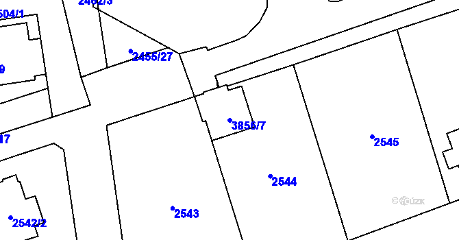 Parcela st. 3856/7 v KÚ Libeň, Katastrální mapa