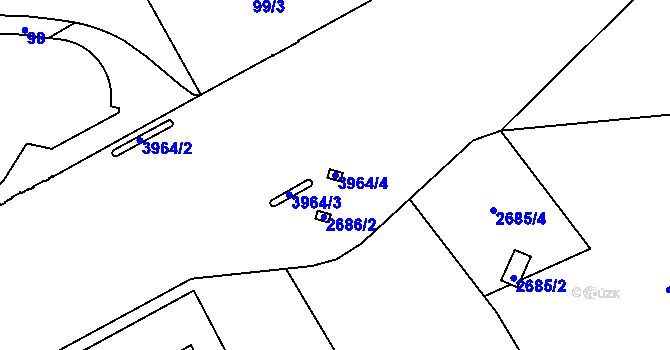 Parcela st. 3964/4 v KÚ Libeň, Katastrální mapa