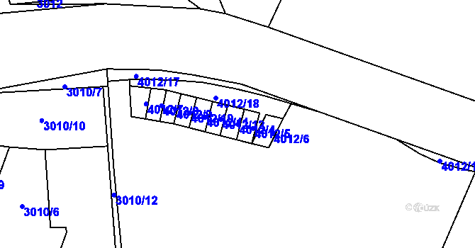 Parcela st. 4012/4 v KÚ Libeň, Katastrální mapa