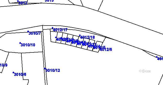 Parcela st. 4012/12 v KÚ Libeň, Katastrální mapa