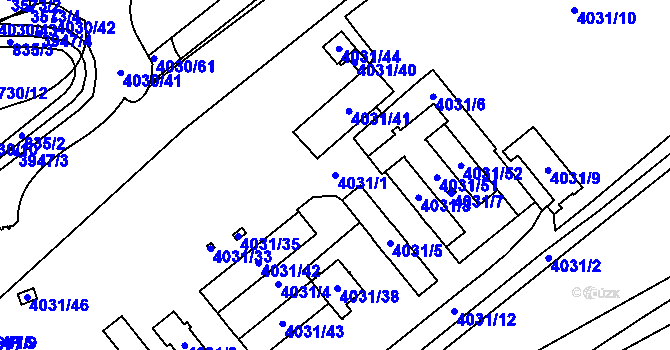 Parcela st. 4031/1 v KÚ Libeň, Katastrální mapa