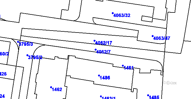 Parcela st. 4062/7 v KÚ Libeň, Katastrální mapa