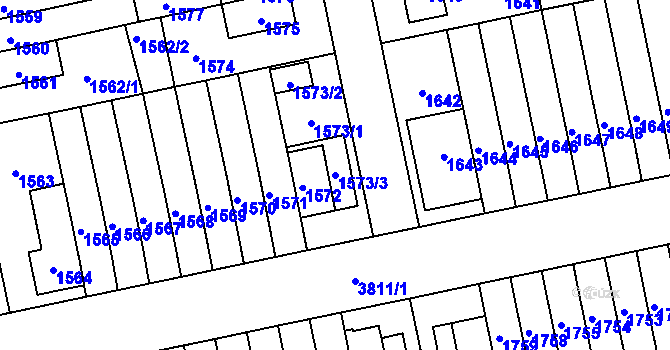 Parcela st. 1573/3 v KÚ Libeň, Katastrální mapa
