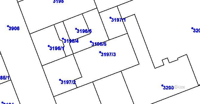 Parcela st. 3197/3 v KÚ Libeň, Katastrální mapa