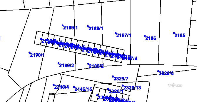Parcela st. 2188/5 v KÚ Libeň, Katastrální mapa