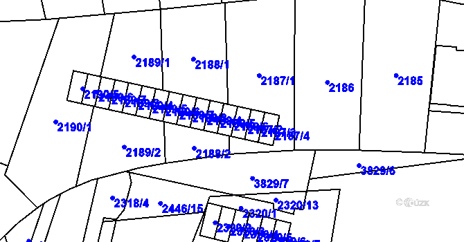 Parcela st. 2188/6 v KÚ Libeň, Katastrální mapa