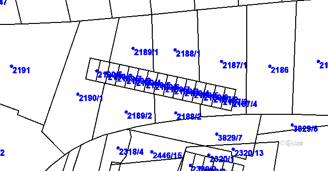 Parcela st. 2188/7 v KÚ Libeň, Katastrální mapa