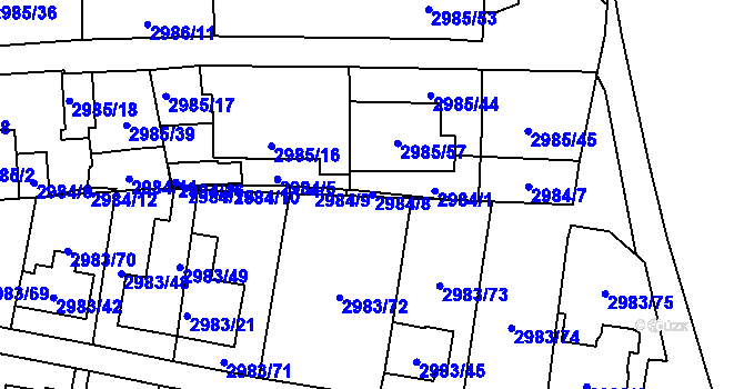 Parcela st. 2984/8 v KÚ Libeň, Katastrální mapa
