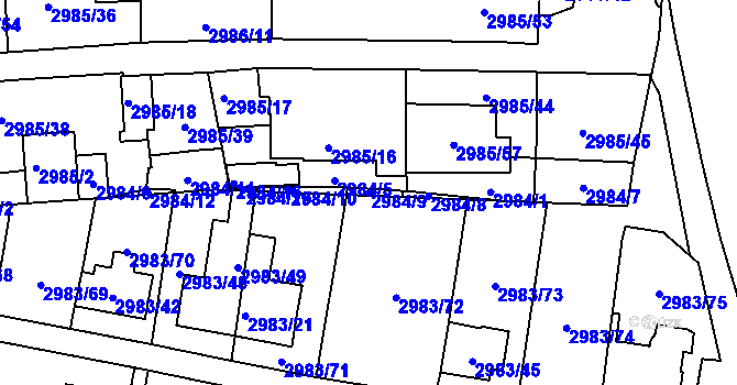 Parcela st. 2984/9 v KÚ Libeň, Katastrální mapa