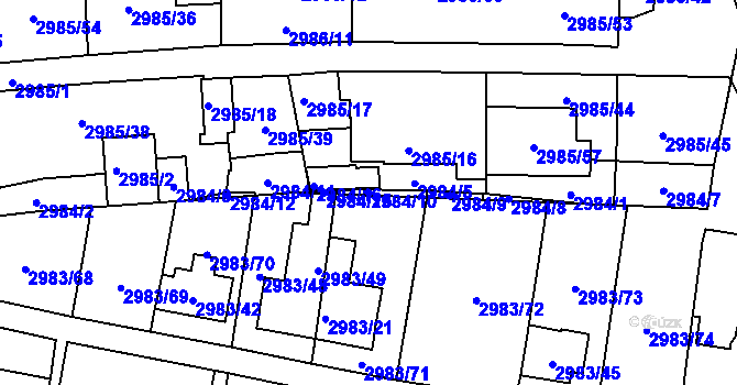 Parcela st. 2984/10 v KÚ Libeň, Katastrální mapa