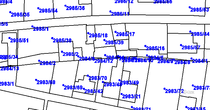 Parcela st. 2984/11 v KÚ Libeň, Katastrální mapa