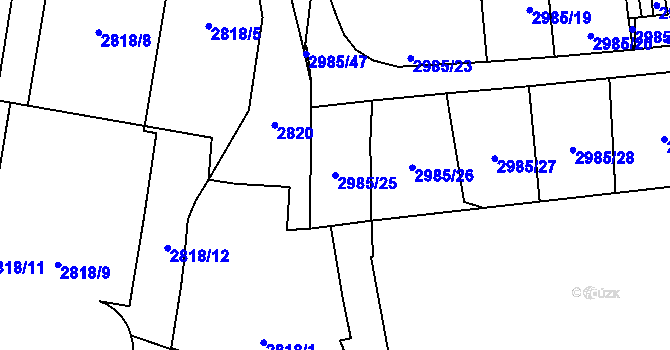 Parcela st. 2985/25 v KÚ Libeň, Katastrální mapa
