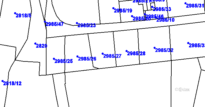 Parcela st. 2985/27 v KÚ Libeň, Katastrální mapa