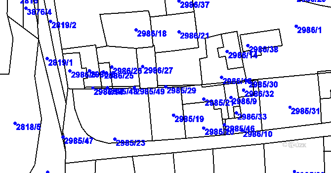 Parcela st. 2985/29 v KÚ Libeň, Katastrální mapa