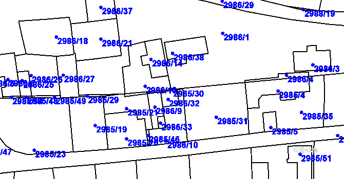 Parcela st. 2985/30 v KÚ Libeň, Katastrální mapa