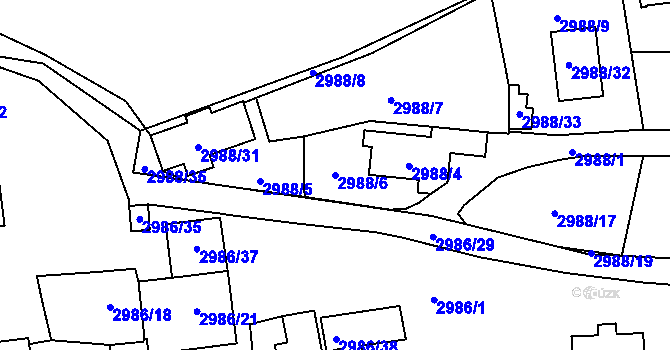 Parcela st. 2988/6 v KÚ Libeň, Katastrální mapa