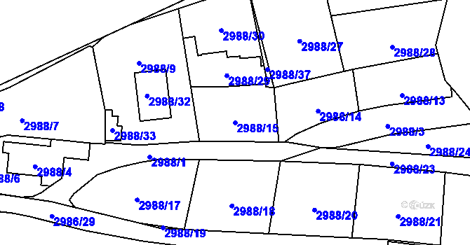Parcela st. 2988/15 v KÚ Libeň, Katastrální mapa