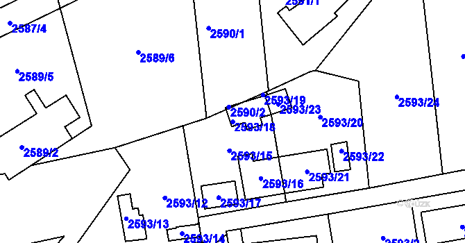 Parcela st. 2593/18 v KÚ Libeň, Katastrální mapa