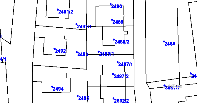 Parcela st. 2488/1 v KÚ Libeň, Katastrální mapa