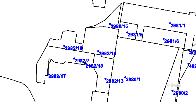 Parcela st. 2982/14 v KÚ Libeň, Katastrální mapa