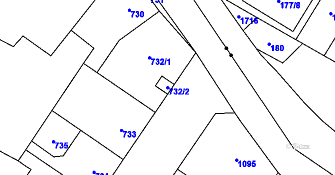 Parcela st. 732/2 v KÚ Libeň, Katastrální mapa
