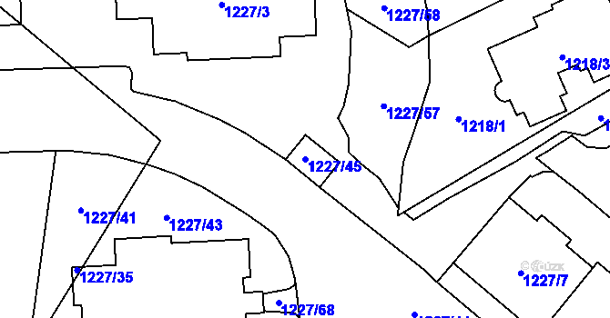 Parcela st. 1227/45 v KÚ Libeň, Katastrální mapa