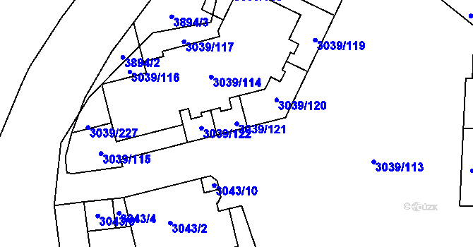 Parcela st. 3039/121 v KÚ Libeň, Katastrální mapa