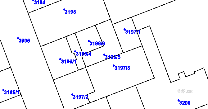 Parcela st. 3196/5 v KÚ Libeň, Katastrální mapa
