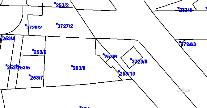 Parcela st. 253/9 v KÚ Libeň, Katastrální mapa