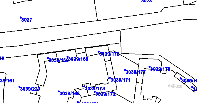 Parcela st. 3039/170 v KÚ Libeň, Katastrální mapa