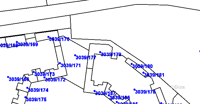 Parcela st. 3039/179 v KÚ Libeň, Katastrální mapa