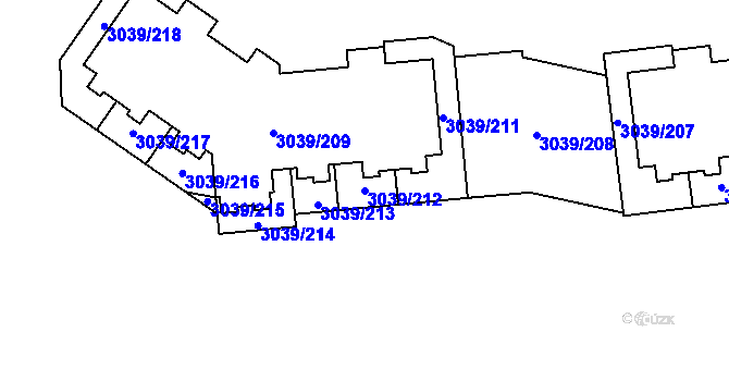 Parcela st. 3039/212 v KÚ Libeň, Katastrální mapa