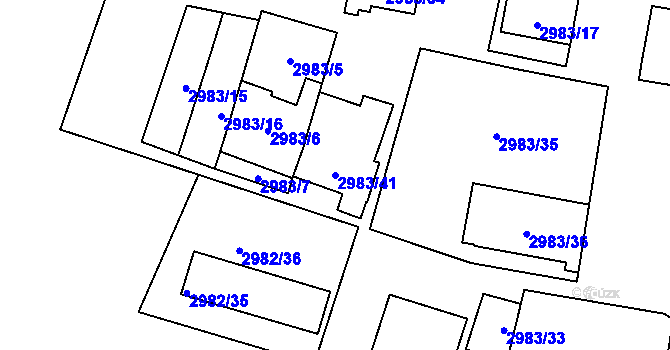 Parcela st. 2983/41 v KÚ Libeň, Katastrální mapa