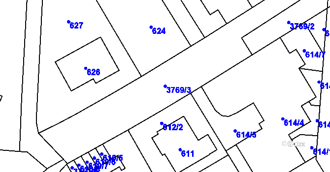 Parcela st. 3769/3 v KÚ Libeň, Katastrální mapa