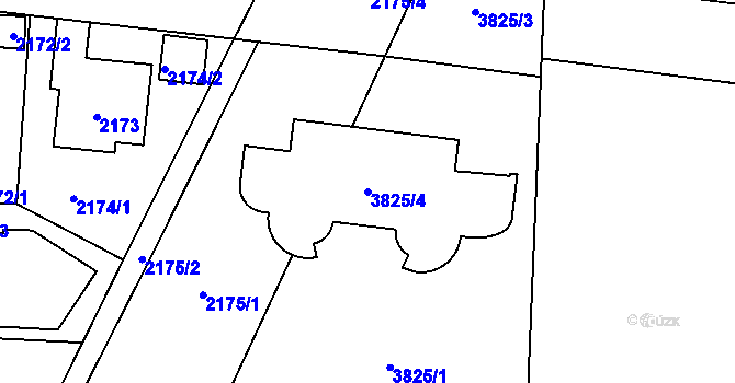 Parcela st. 3825/4 v KÚ Libeň, Katastrální mapa