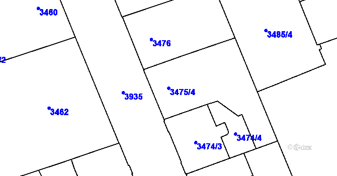 Parcela st. 3475/4 v KÚ Libeň, Katastrální mapa