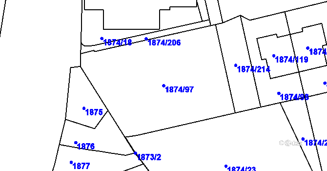 Parcela st. 1874/97 v KÚ Libeň, Katastrální mapa