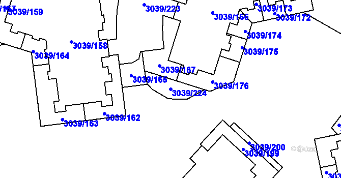 Parcela st. 3039/224 v KÚ Libeň, Katastrální mapa
