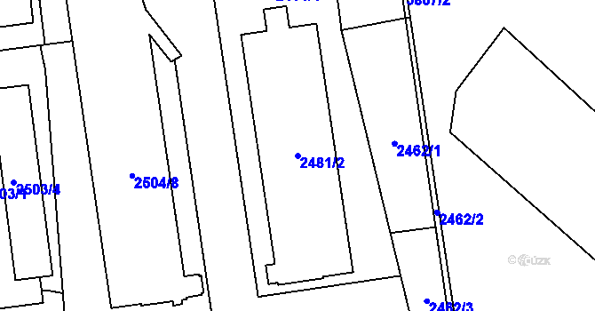 Parcela st. 2481/2 v KÚ Libeň, Katastrální mapa