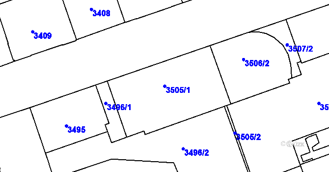 Parcela st. 3505/1 v KÚ Libeň, Katastrální mapa