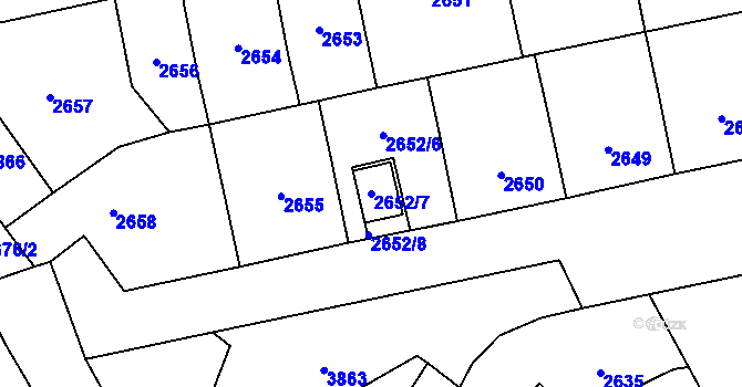 Parcela st. 2652/7 v KÚ Libeň, Katastrální mapa