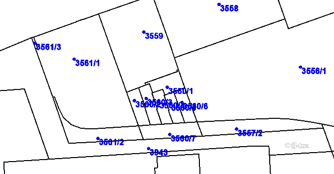 Parcela st. 3560/1 v KÚ Libeň, Katastrální mapa