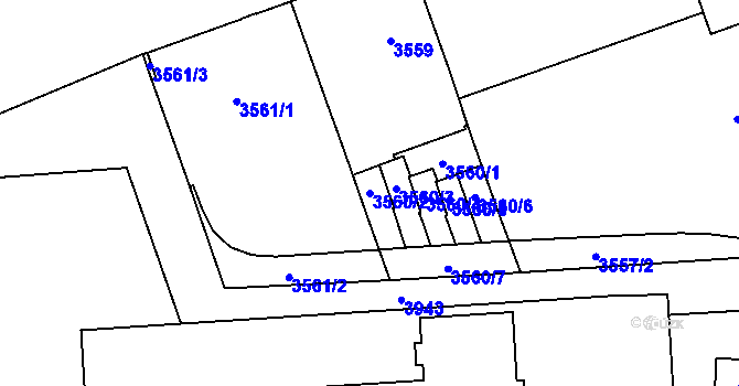 Parcela st. 3560/2 v KÚ Libeň, Katastrální mapa