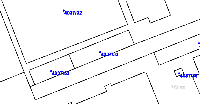 Parcela st. 4037/33 v KÚ Libeň, Katastrální mapa