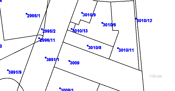 Parcela st. 3010/8 v KÚ Libeň, Katastrální mapa